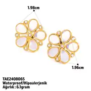 Golden Petals Earring | Çelik Küpe 4