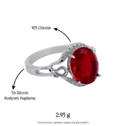 Ruby Flame Ring | 925 Gümüş Kadın Yüzük 2